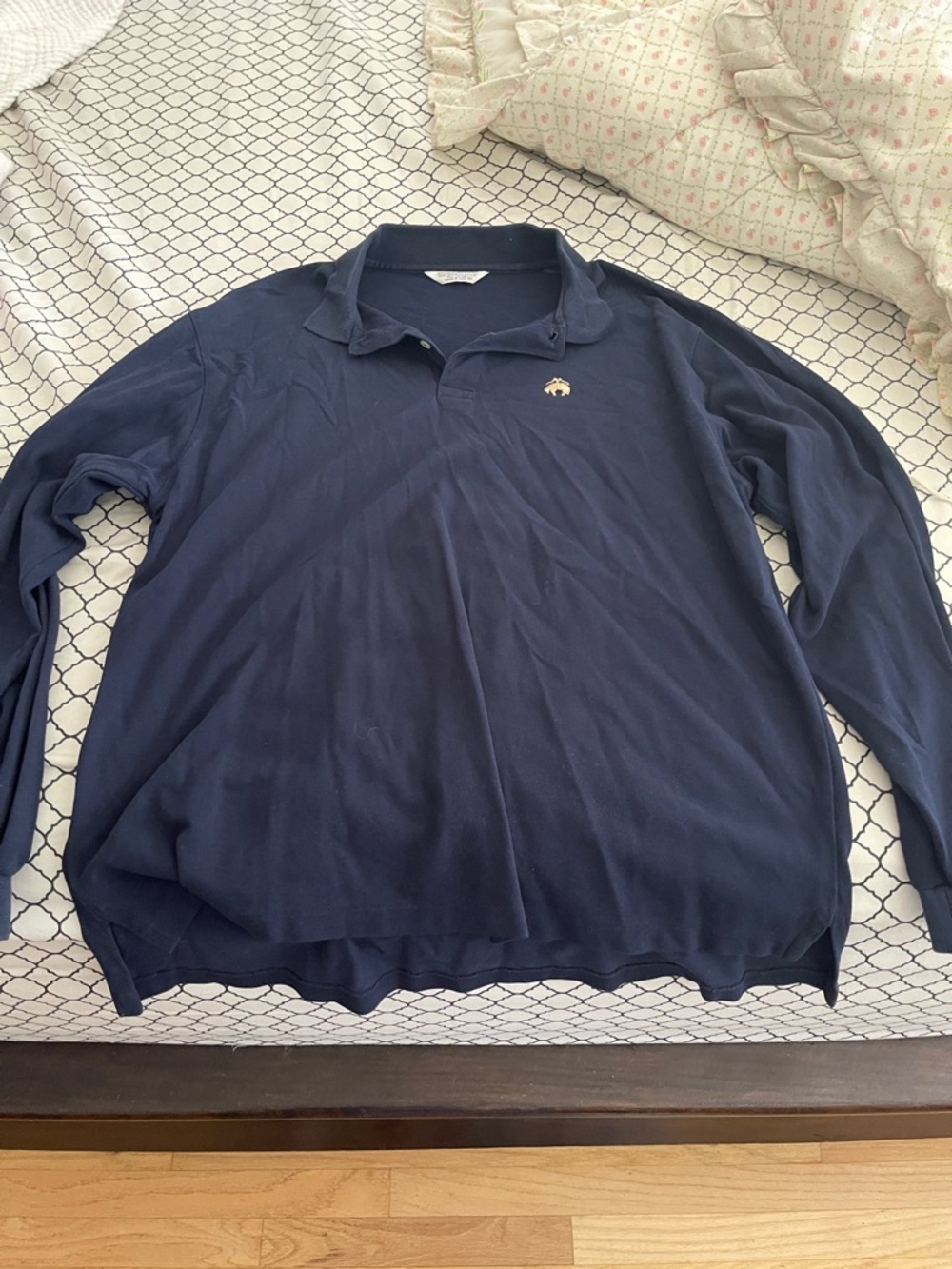 Men's Navy Long-Sleeve Polo Shirt Golden Fleece